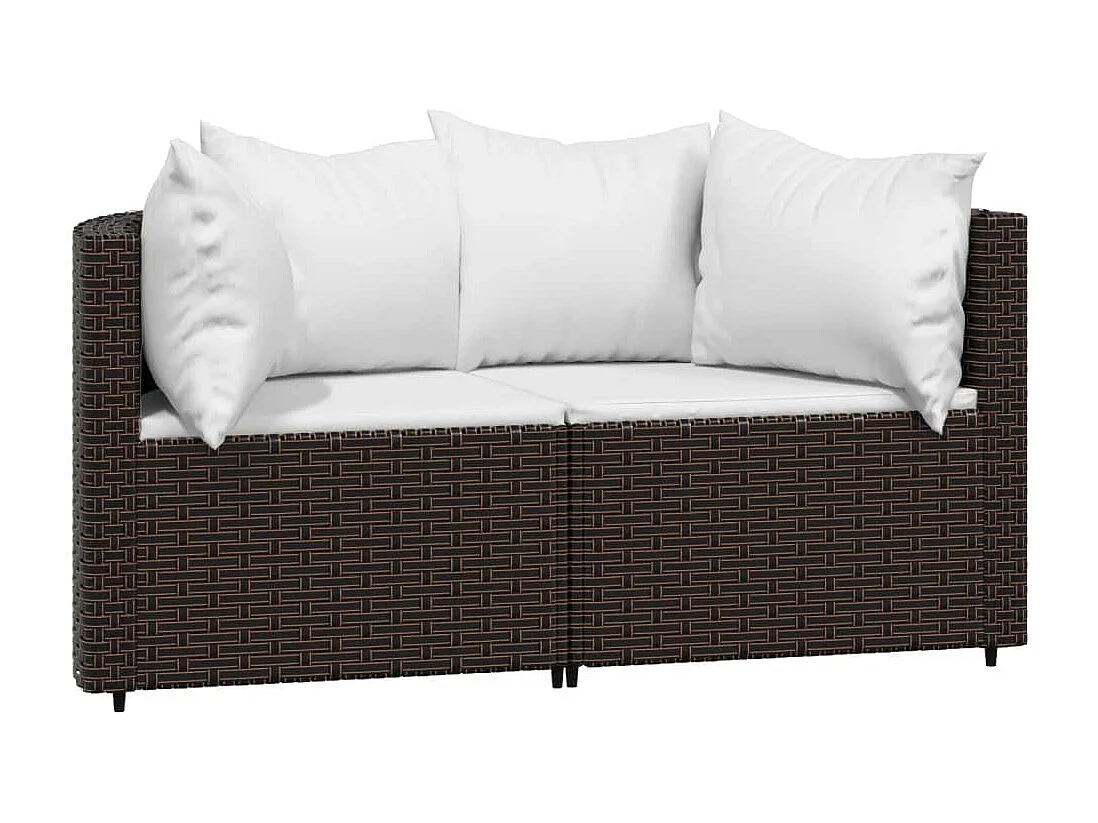 Canapés d'angle de jardin et coussins2pcs marron résine tressée