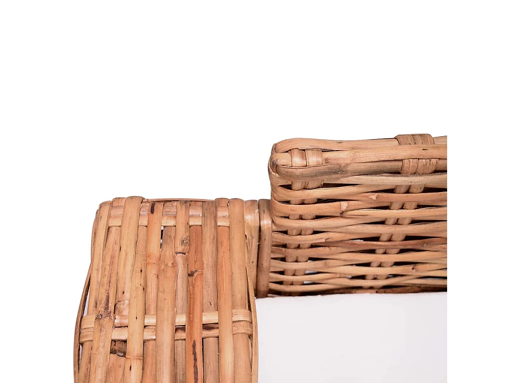 2-tlg. Gartensofas mit Polster Natürliches Rattan