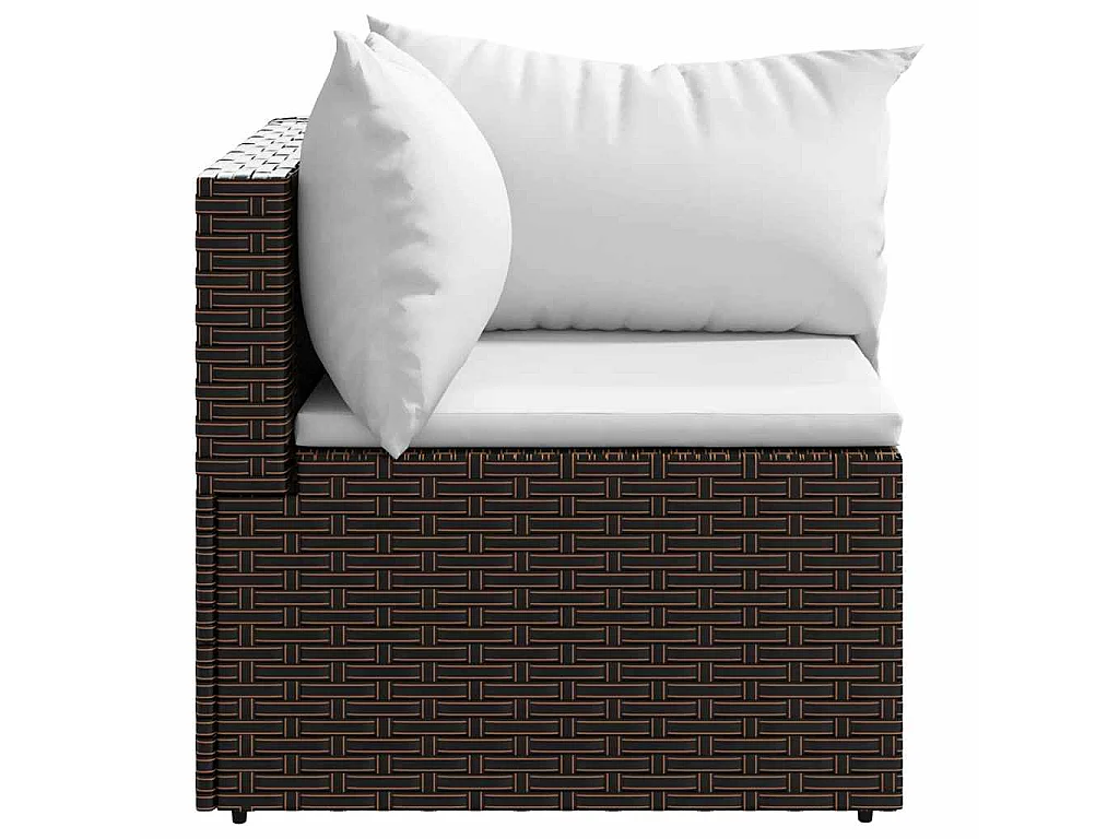 Tuinhoekbanken met kussens 2 st poly rattan bruin
