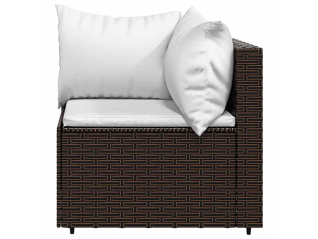 Tuinhoekbanken met kussens 2 st poly rattan bruin