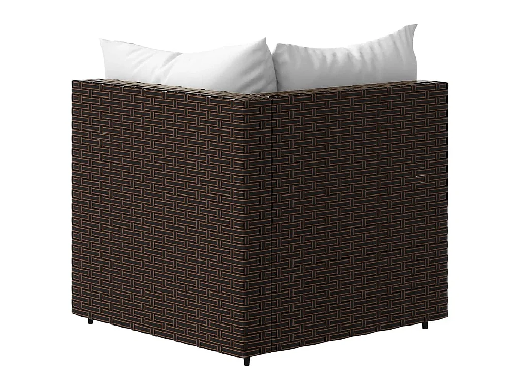 Tuinhoekbanken met kussens 2 st poly rattan bruin