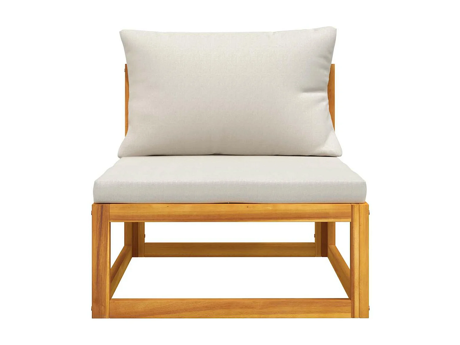 Garten-Mittelsofa mit Hellgrauen Kissen Massivholz Akazie
