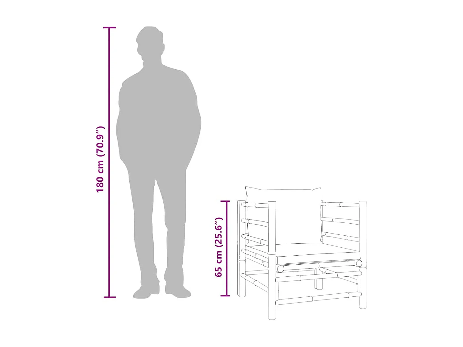 Tuinbank met kussens bamboe groen