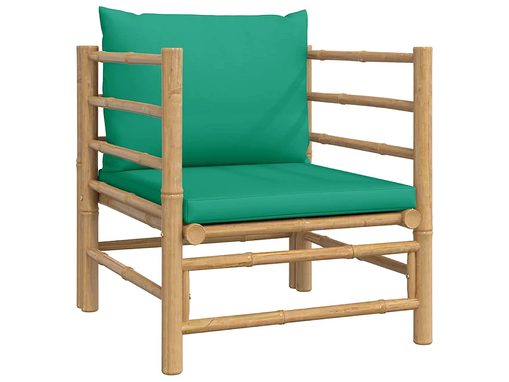 Tuinbank met kussens bamboe groen