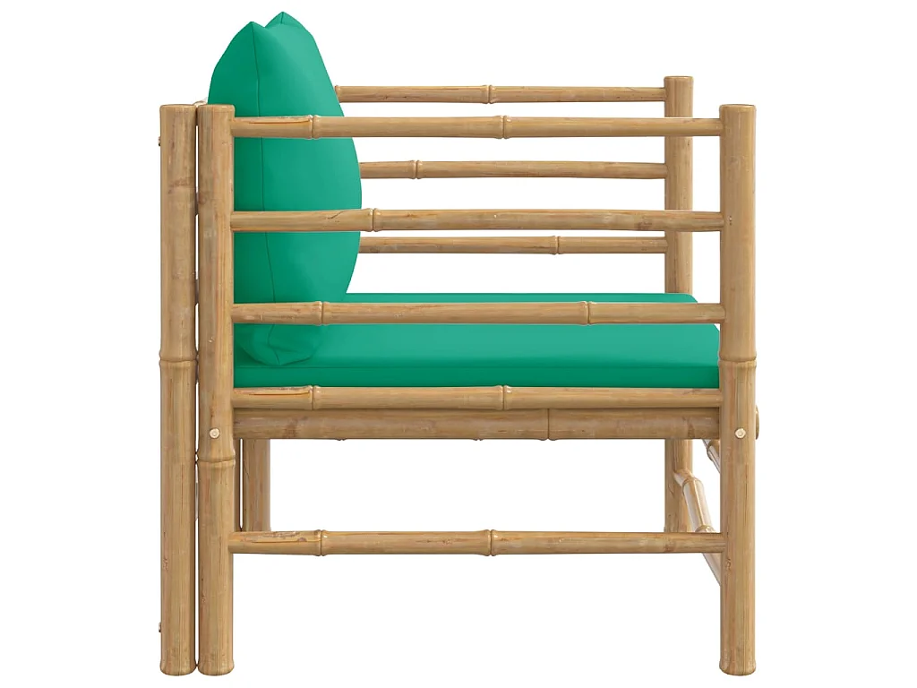 Tuinbank met kussens bamboe groen