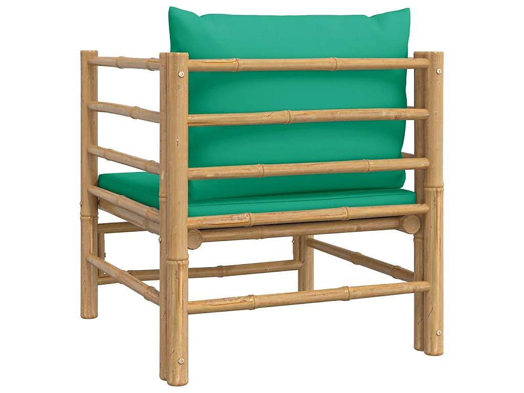 Tuinbank met kussens bamboe groen