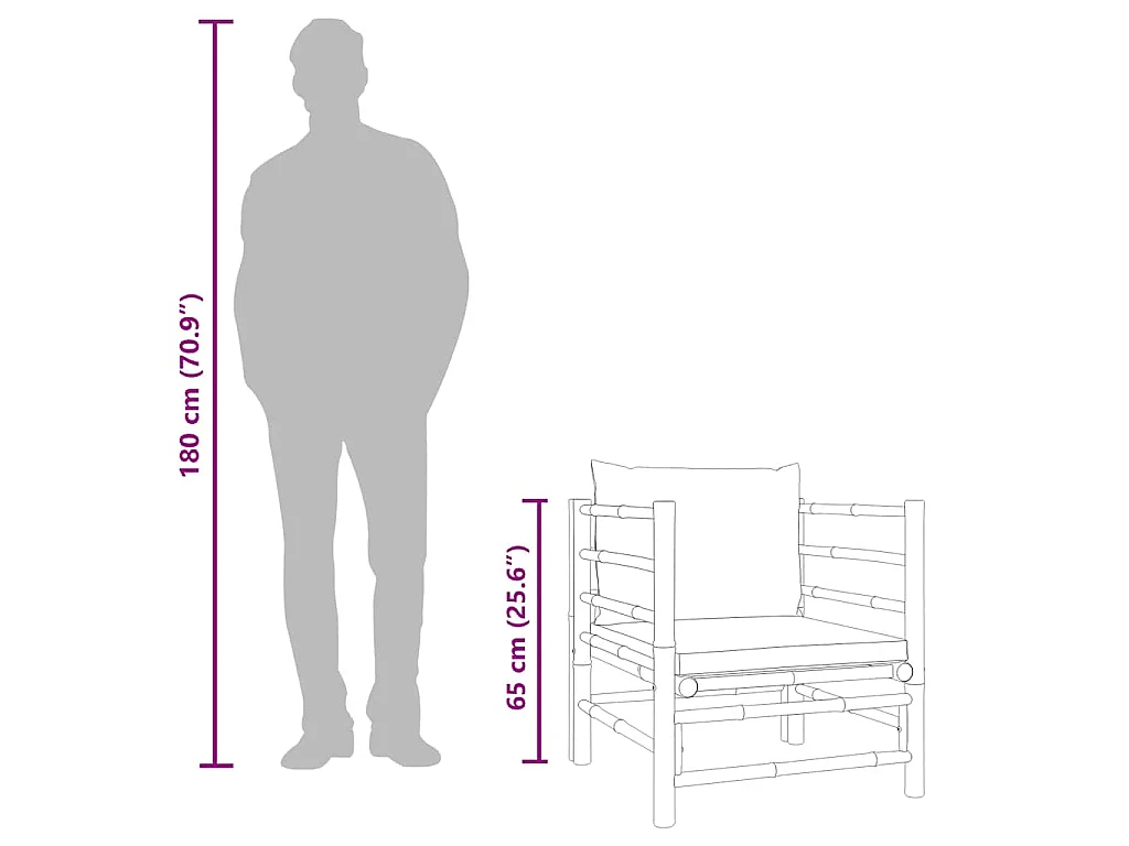 Tuinbank met kussens bamboe groen