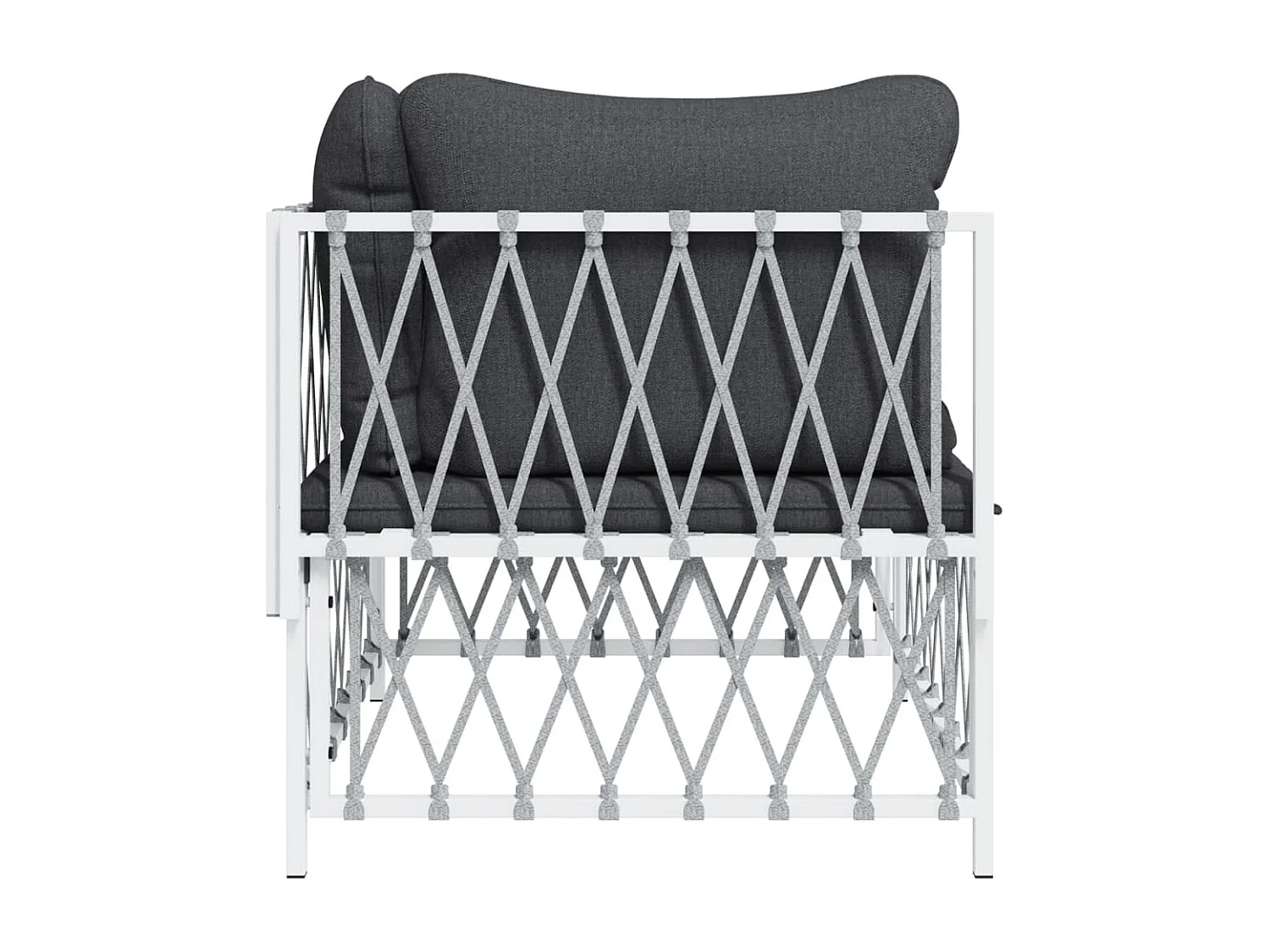 Divano Angolare Giardino con Cuscini Bianco Tessuto Intrecciato