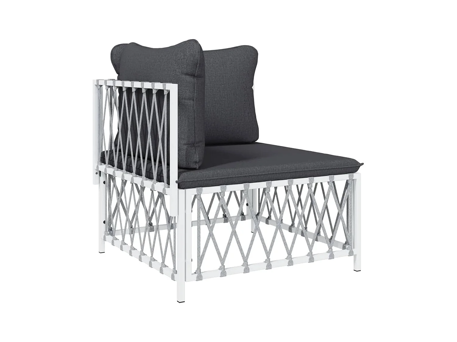Canapé d'angle de jardin avec coussins blanc tissu tissé