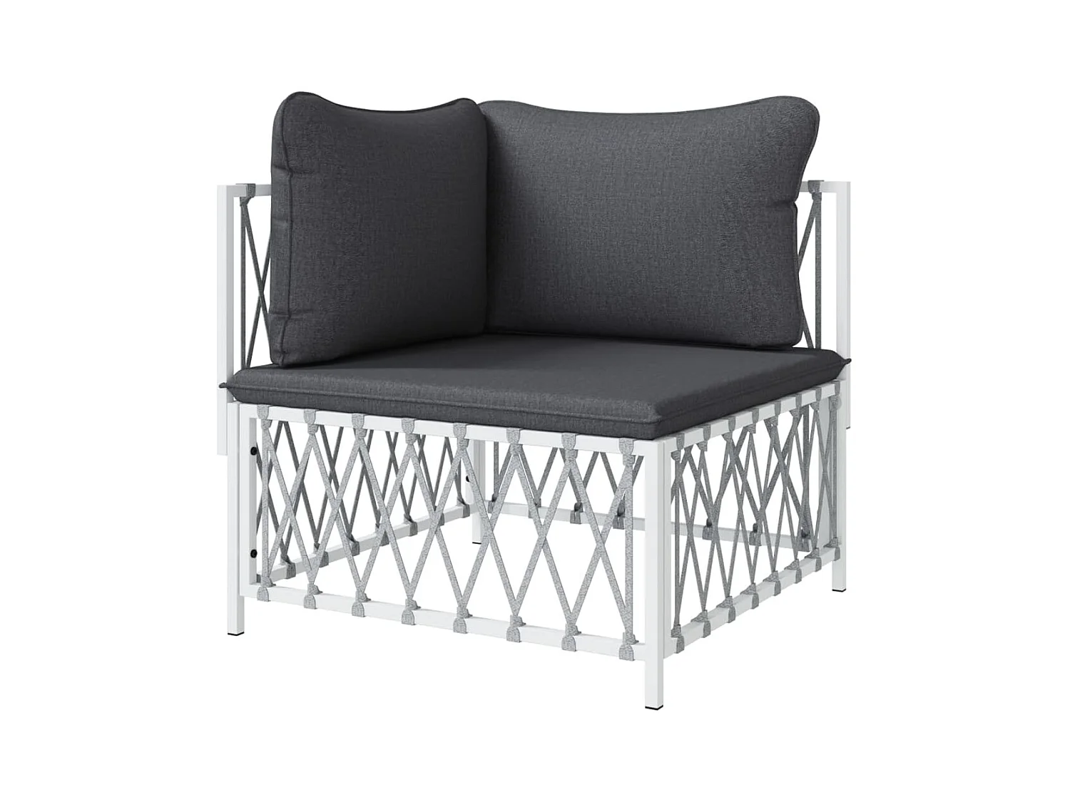 Canapé d'angle de jardin avec coussins blanc tissu tissé