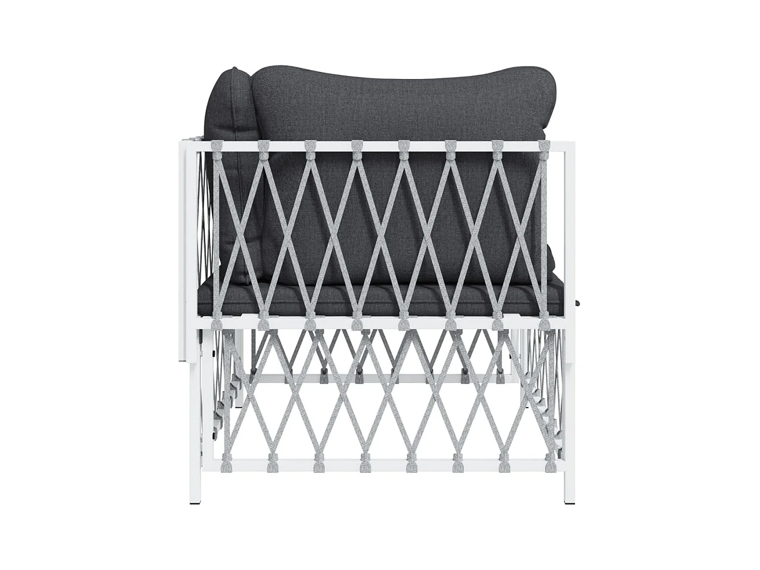 Canapé d'angle de jardin avec coussins blanc tissu tissé