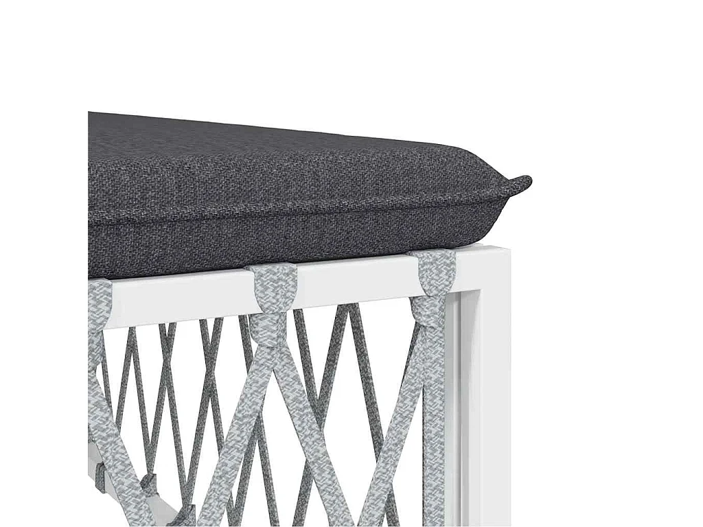 Divano Angolare Giardino con Cuscini Bianco Tessuto Intrecciato