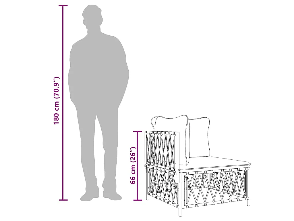Divano Angolare Giardino con Cuscini Bianco Tessuto Intrecciato