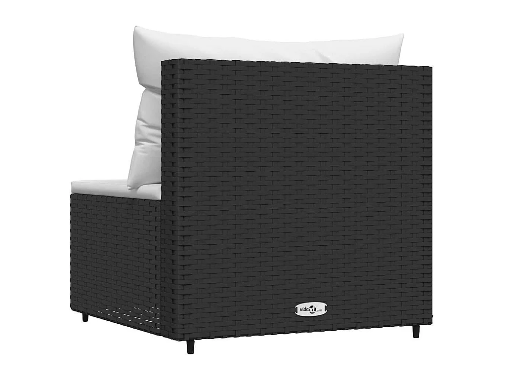 Tuinmiddenbank met kussens poly rattan zwart