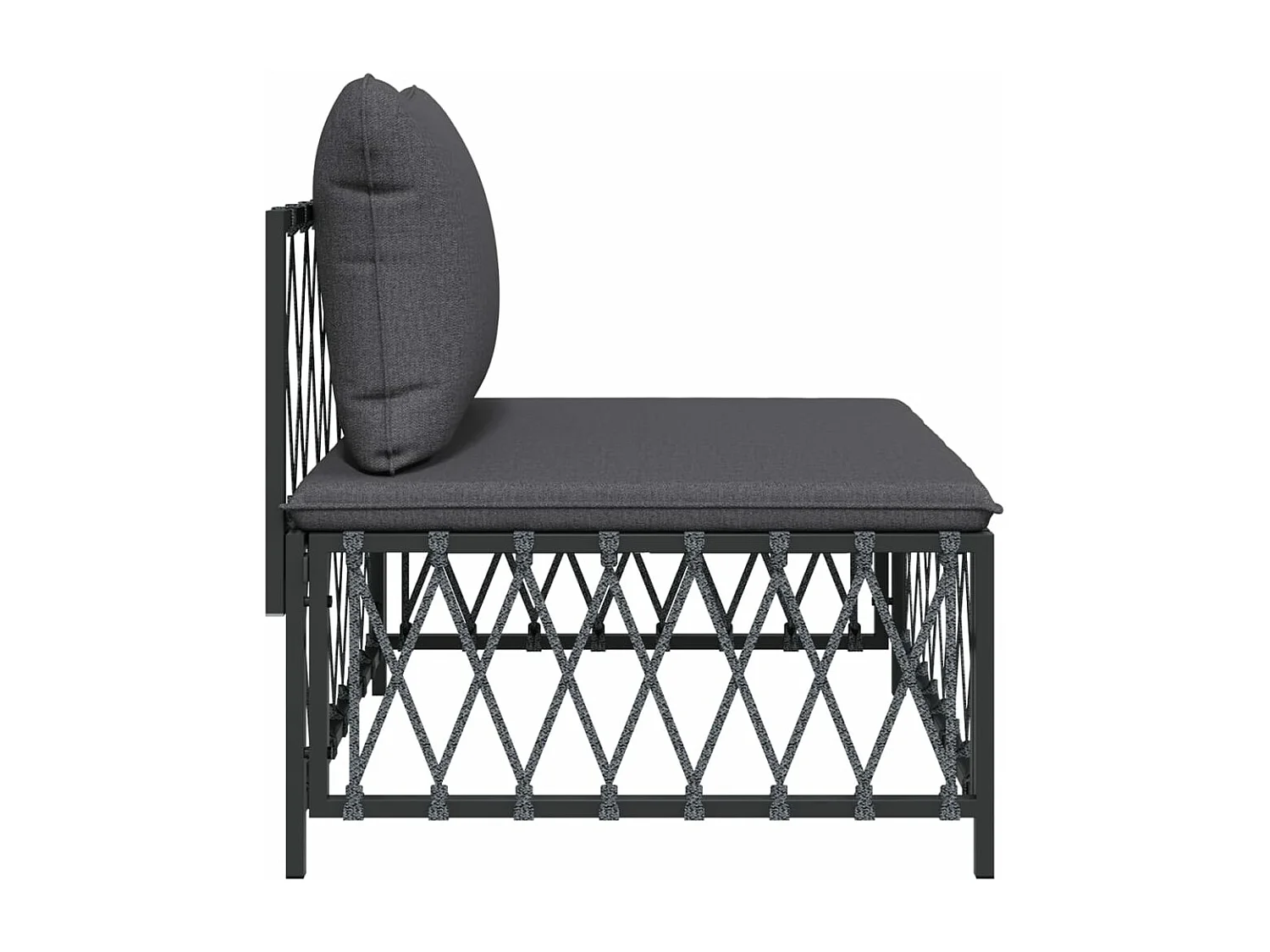 Canapé central de jardin avec coussins anthracite tissu tissé