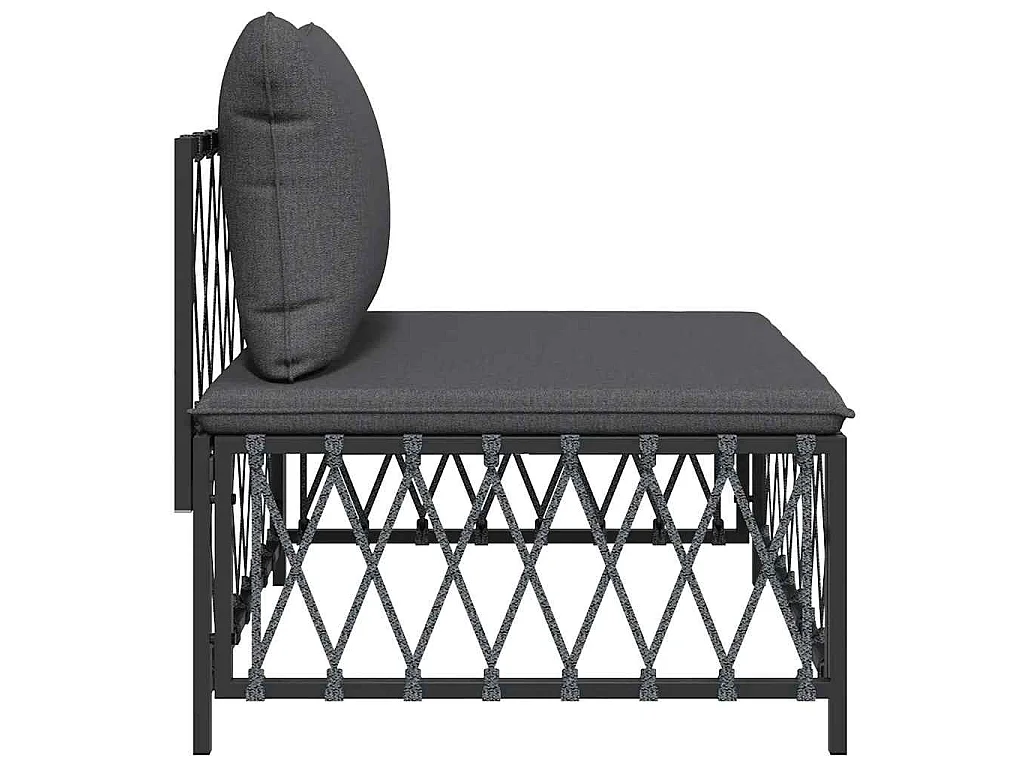 Canapé central de jardin avec coussins anthracite tissu tissé