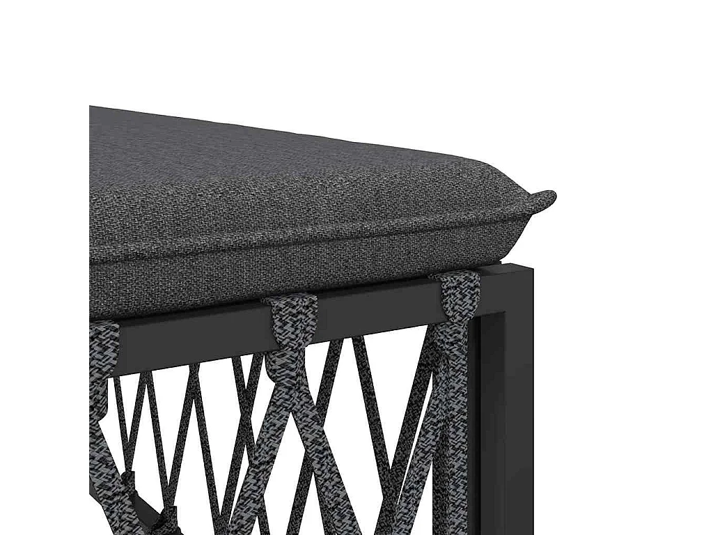 Canapé central de jardin avec coussins anthracite tissu tissé