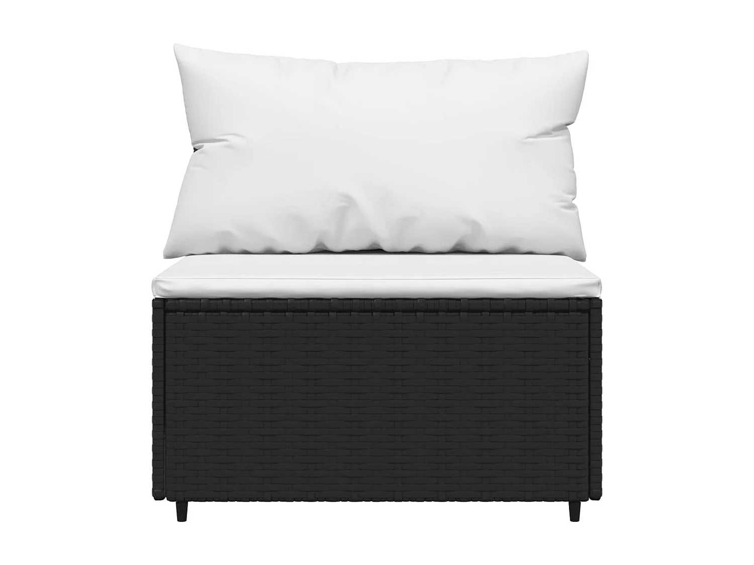 Sofás de centro p/ jardim c/ almofadões 2 pcs vime PE preto