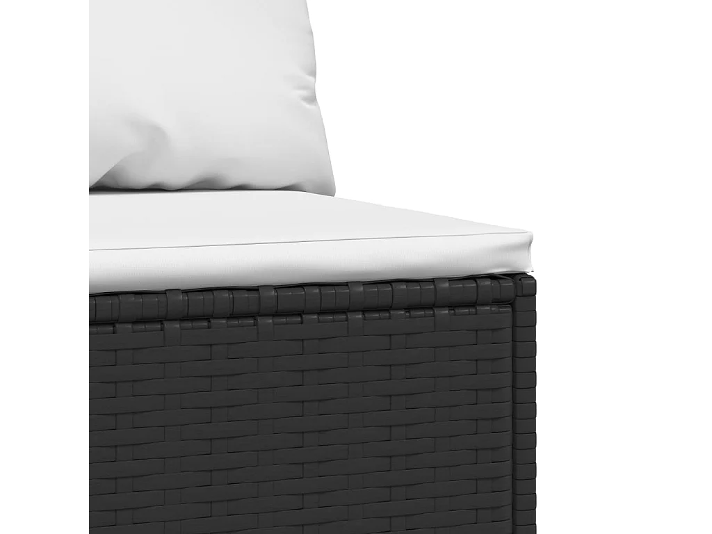 Sofás de centro p/ jardim c/ almofadões 2 pcs vime PE preto