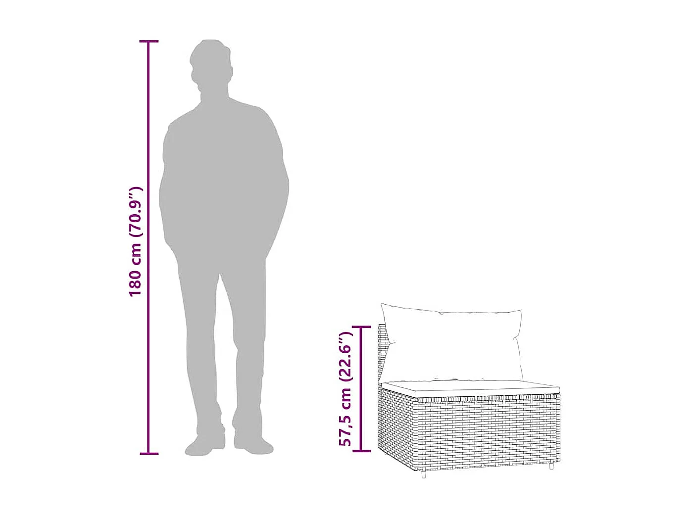 Sofás centrales jardín con cojines 2 uds ratán sintético negro