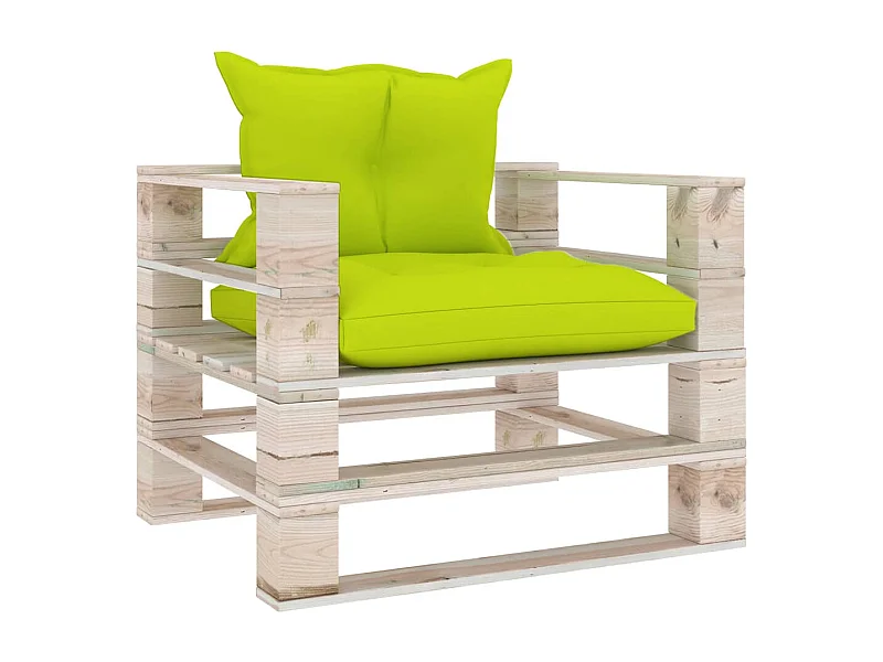 Garten-Palettensofa mit Hellgrünen Kissen Kiefernholz