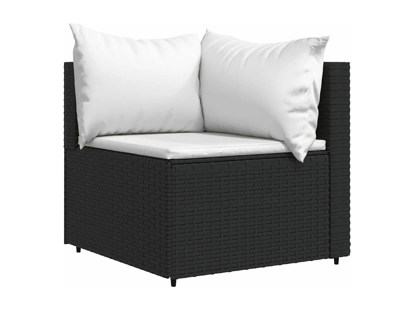 Garten-Ecksofa mit Kissen Schwarz Poly Rattan