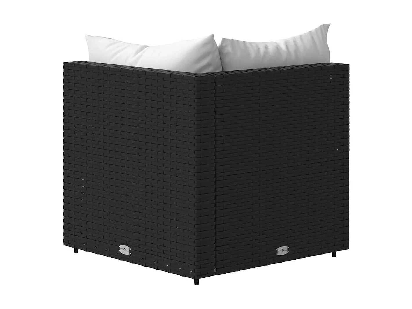 Garten-Ecksofa mit Kissen Schwarz Poly Rattan