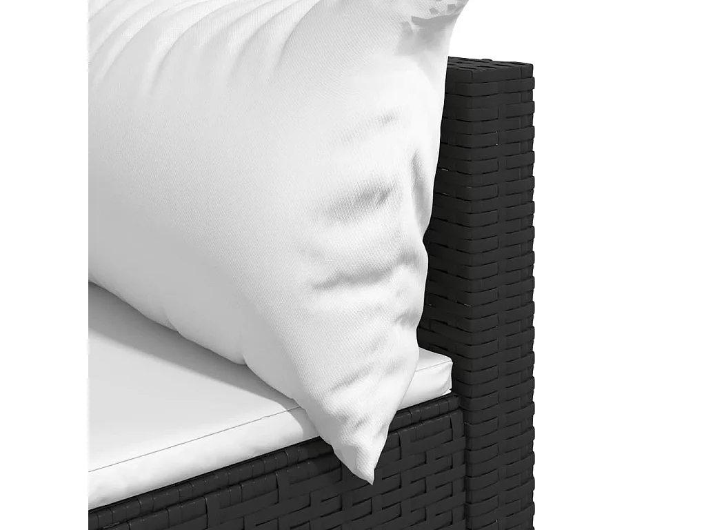 Garten-Ecksofa mit Kissen Schwarz Poly Rattan