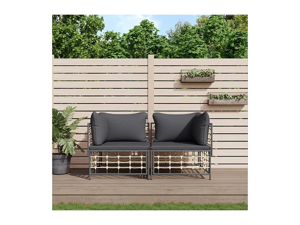 Canapés d'angle sectionnels avec coussins 2 pcs résine tressée