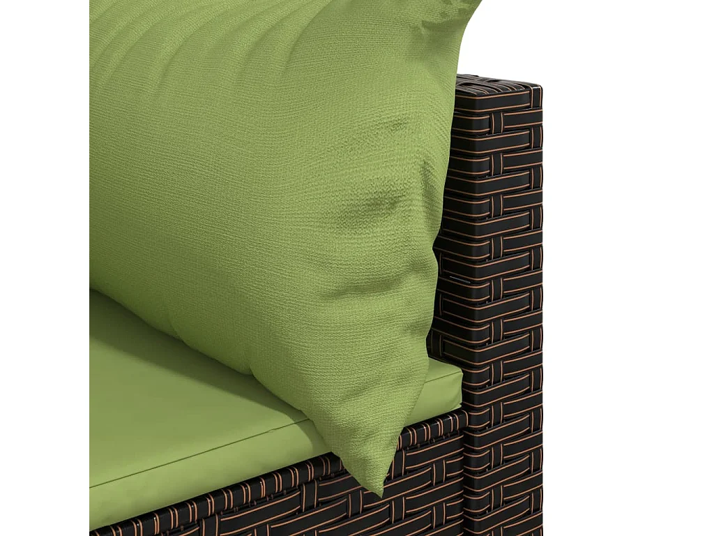 Divano Angolare da Giardino con Cuscini in Polyrattan Marrone