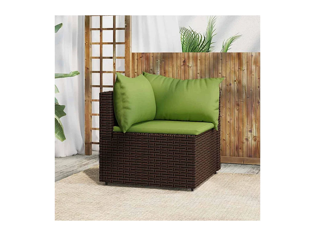 Garten-Ecksofa mit Kissen Braun Poly Rattan