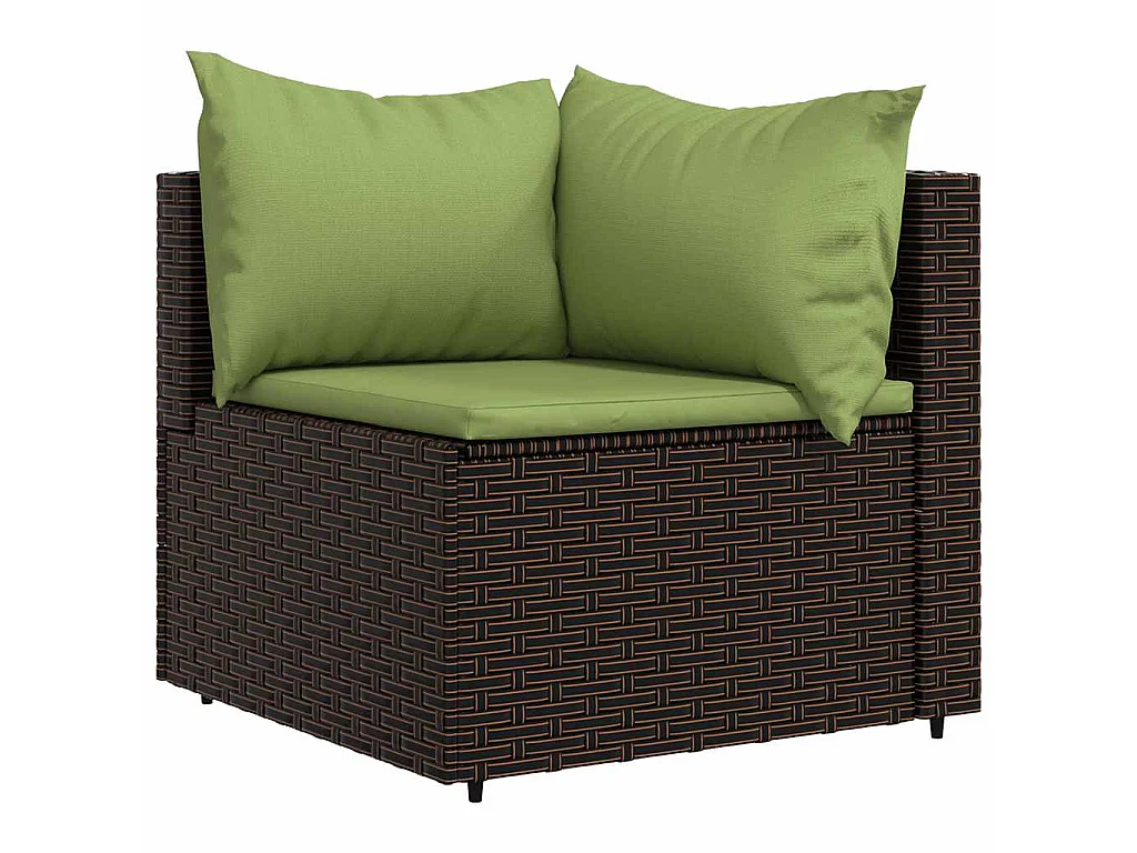 Garten-Ecksofa mit Kissen Braun Poly Rattan