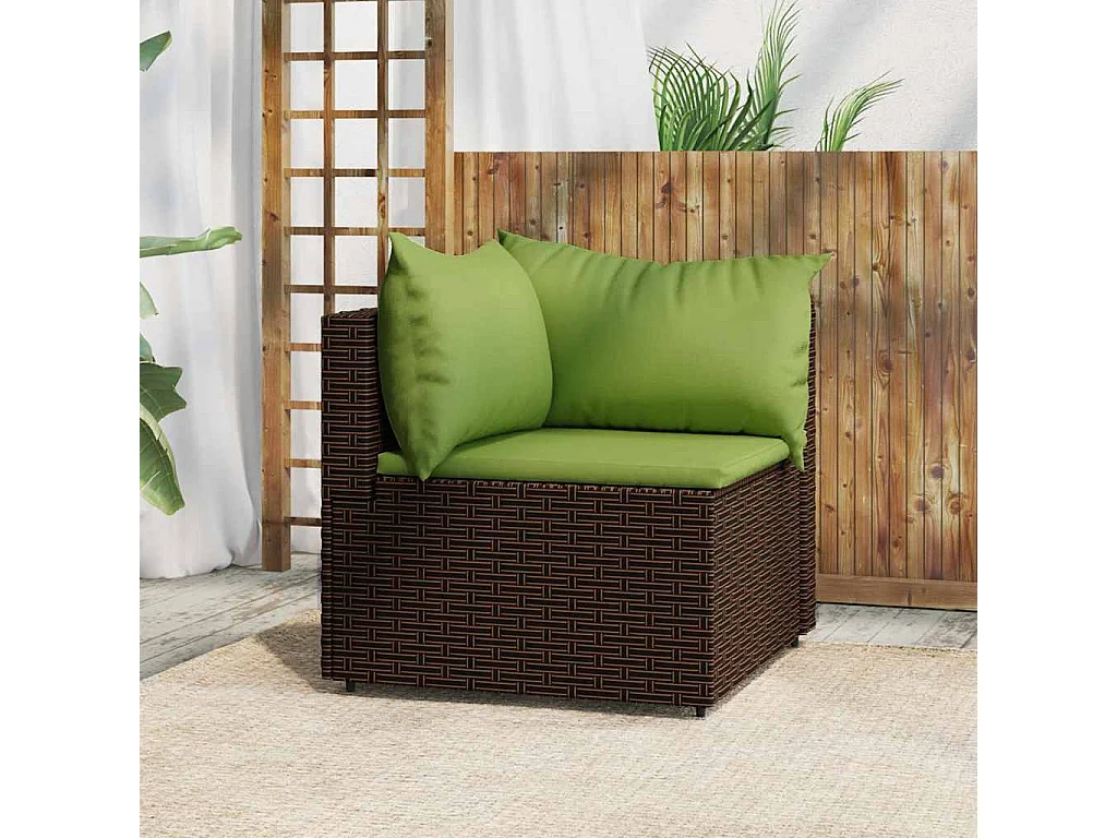 Garten-Ecksofa mit Kissen Braun Poly Rattan