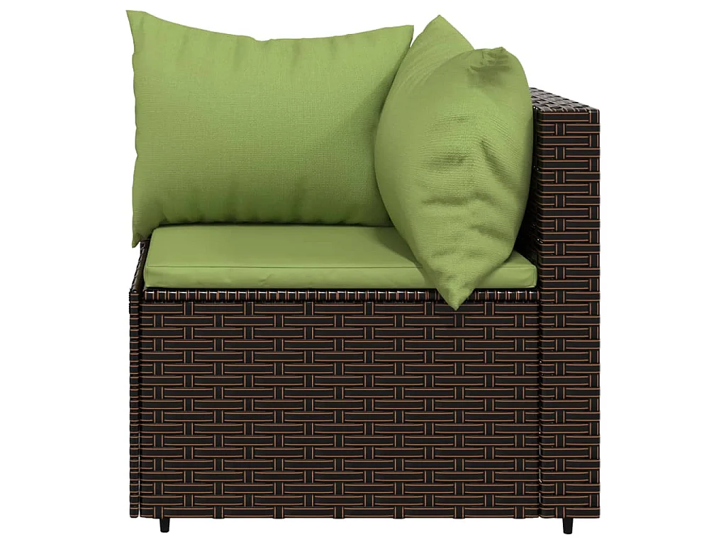 Garten-Ecksofa mit Kissen Braun Poly Rattan