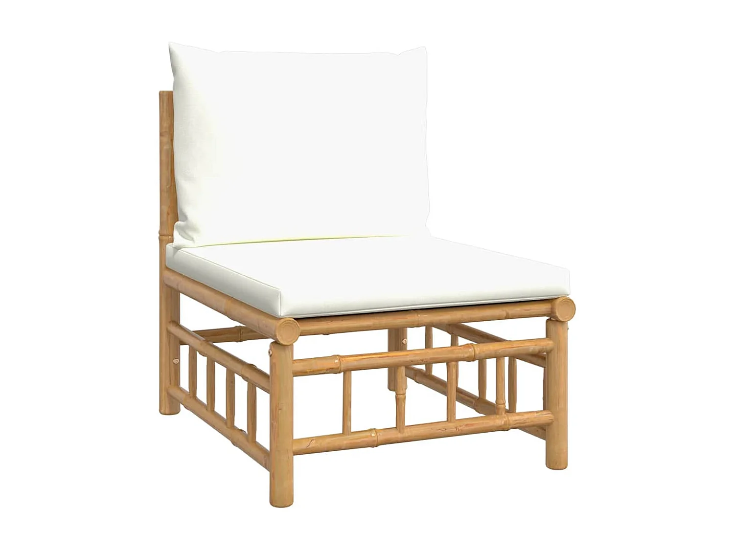 Garten-Mittelsofa mit Cremeweißen Kissen Bambus