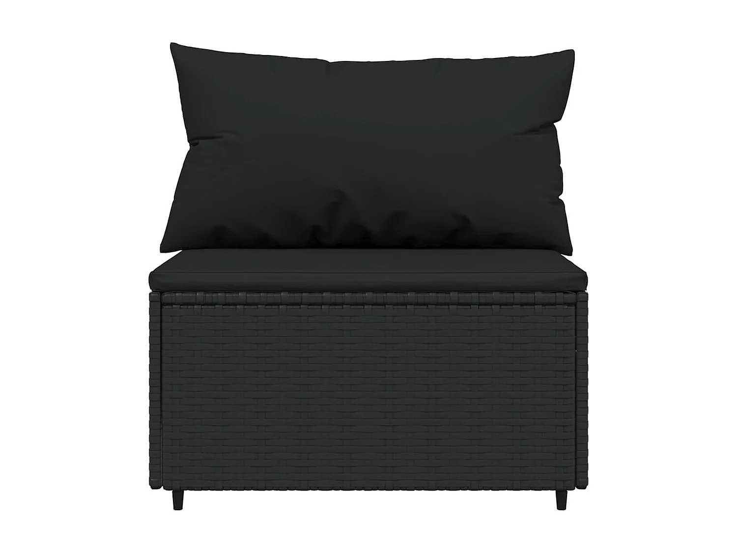Canapés centraux de jardin et coussins 2pcs Noir Résine tressée