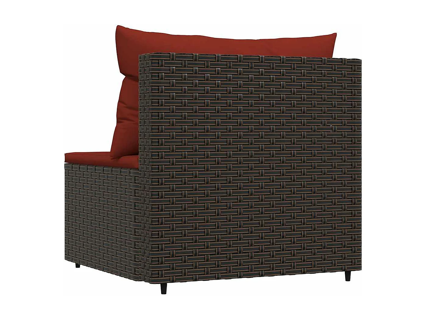 Sofá de centro para jardim com almofadões vime PE castanho