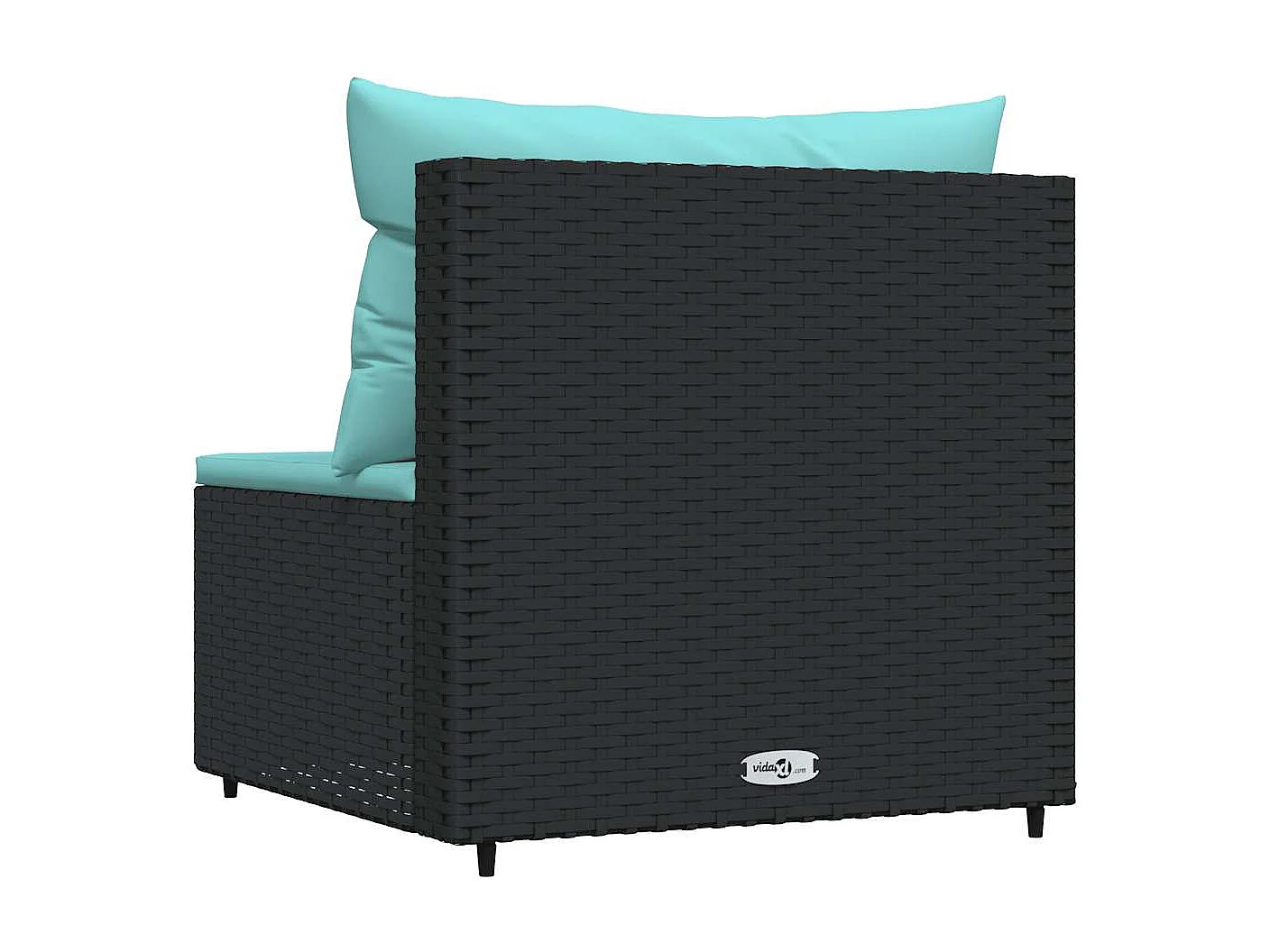 Garten-Mittelsofa mit Kissen Schwarz Poly Rattan
