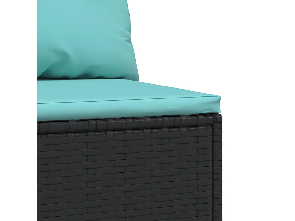 Garten-Mittelsofa mit Kissen Schwarz Poly Rattan