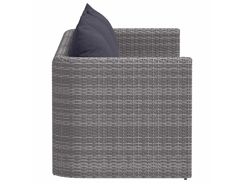 Meuble de jardin 3 pcs avec coussins Gris Résine tressée