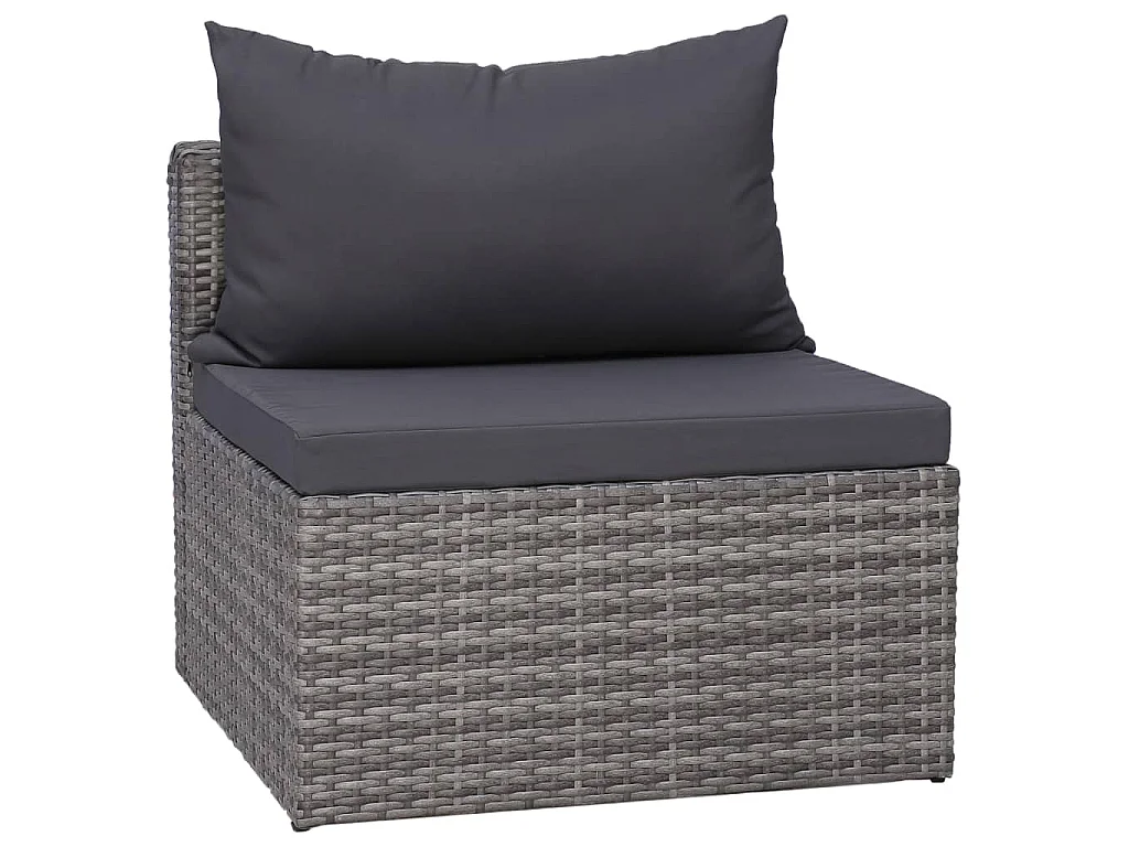 Meuble de jardin 3 pcs avec coussins Gris Résine tressée
