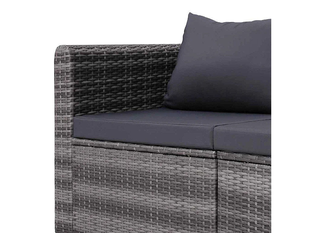 Meuble de jardin 3 pcs avec coussins Gris Résine tressée