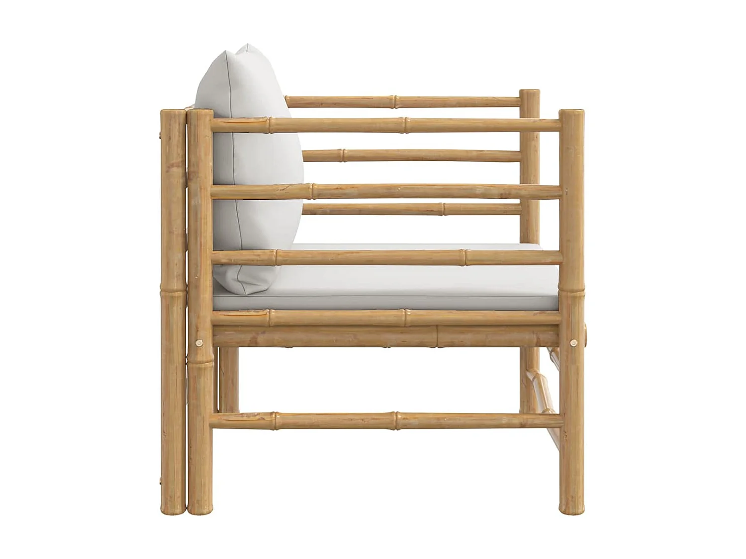 Canapé de jardin avec coussins gris clair bambou