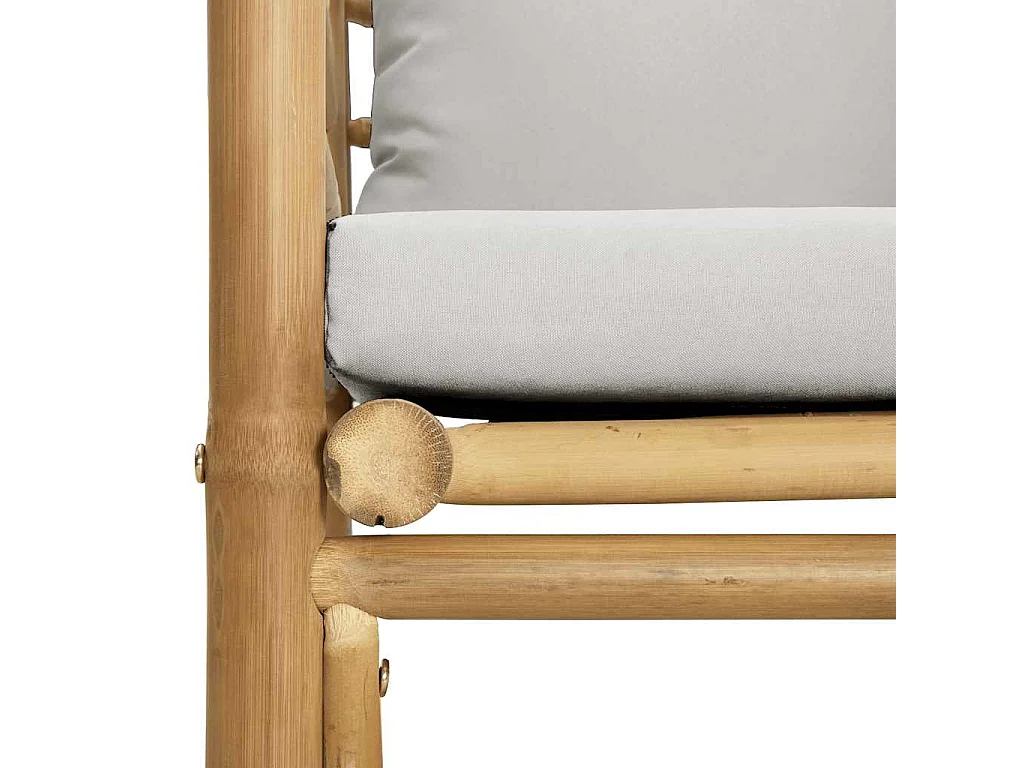 Canapé de jardin avec coussins gris clair bambou