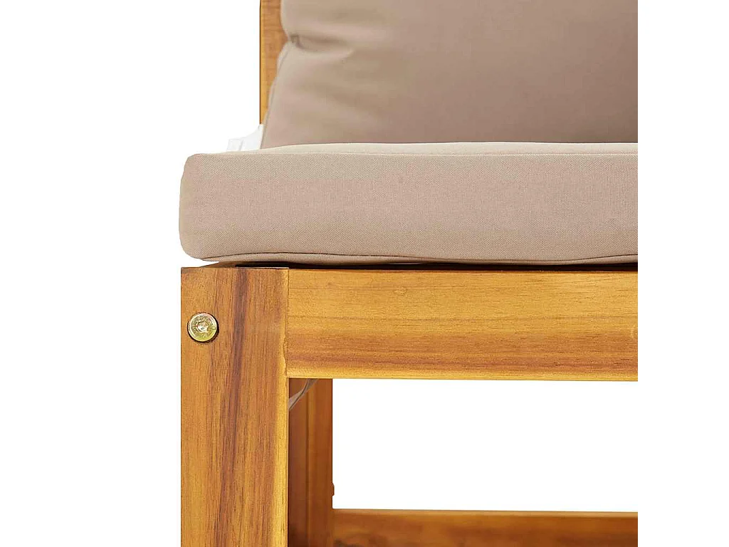 Sofá centro jardim acácia maciça c/almofadões cinza-acastanhado