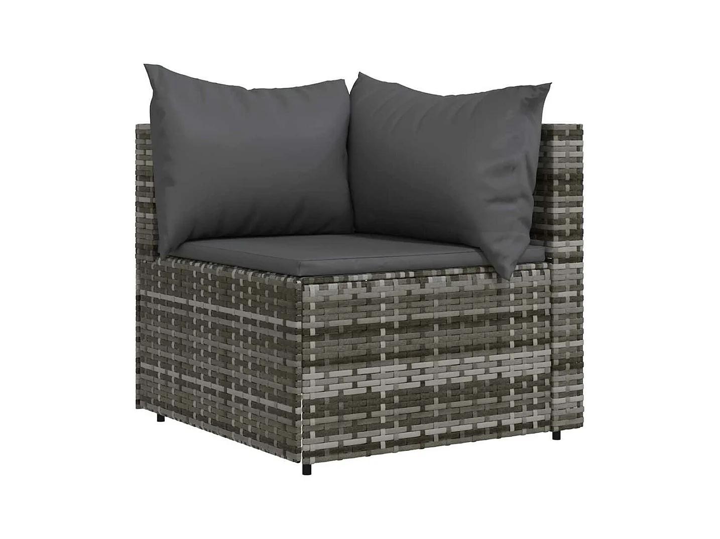 Tuinhoekbank met kussens poly rattan grijs