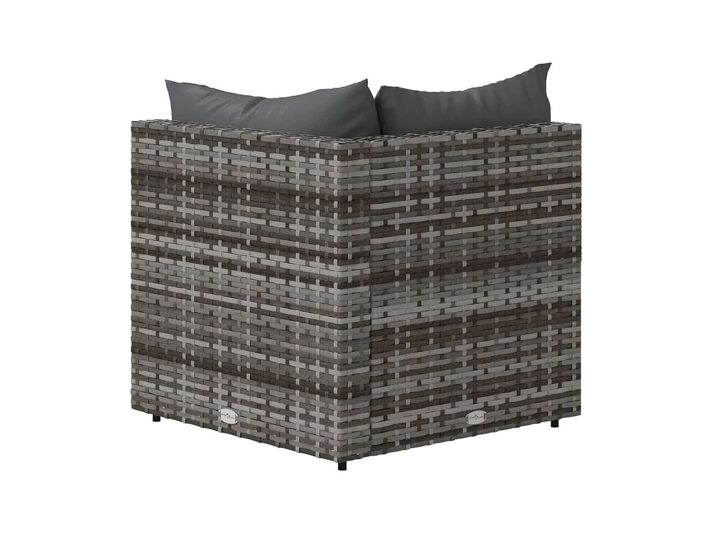 Tuinhoekbank met kussens poly rattan grijs