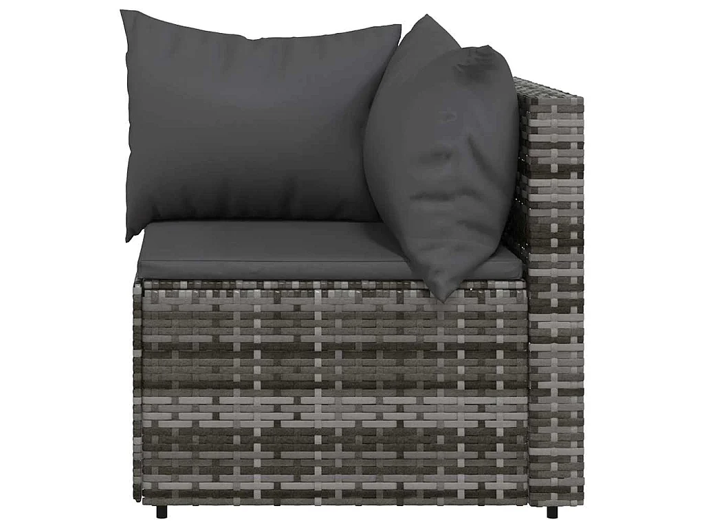 Canapé d'angle de jardin avec coussins gris résine tressée