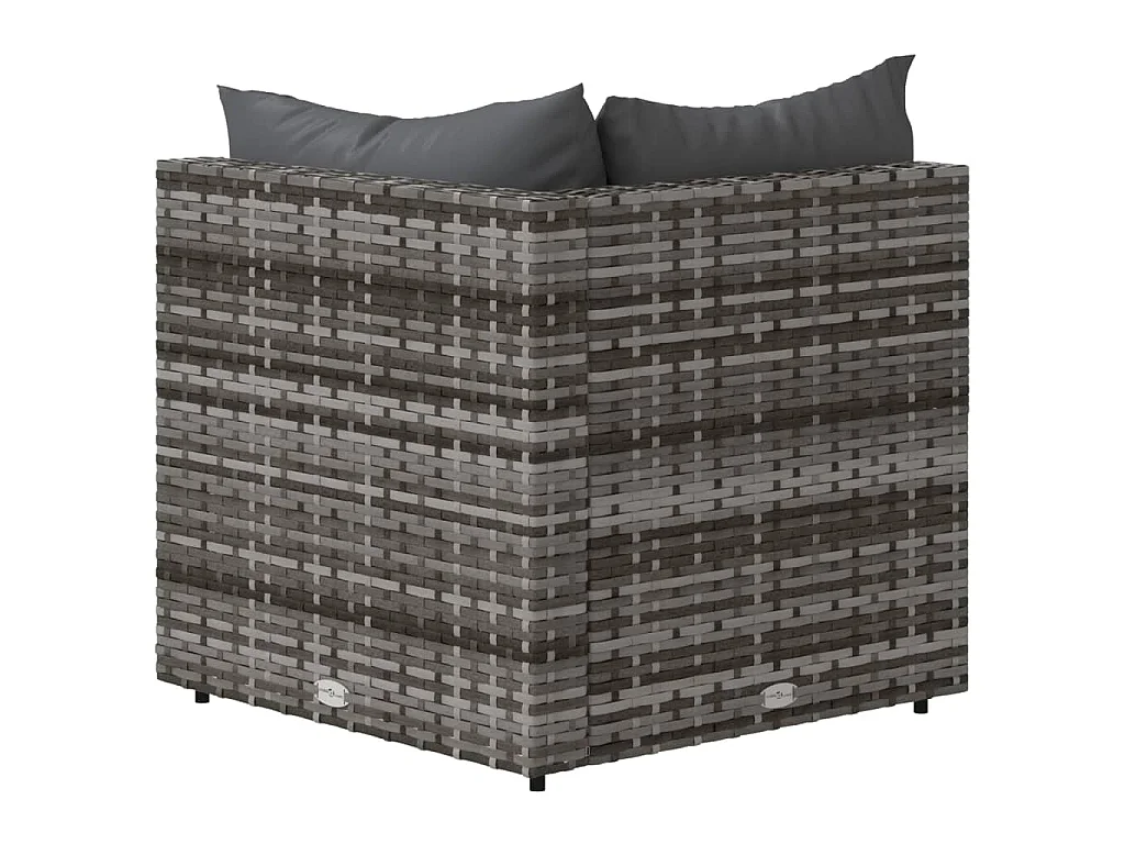 Canapé d'angle de jardin avec coussins gris résine tressée