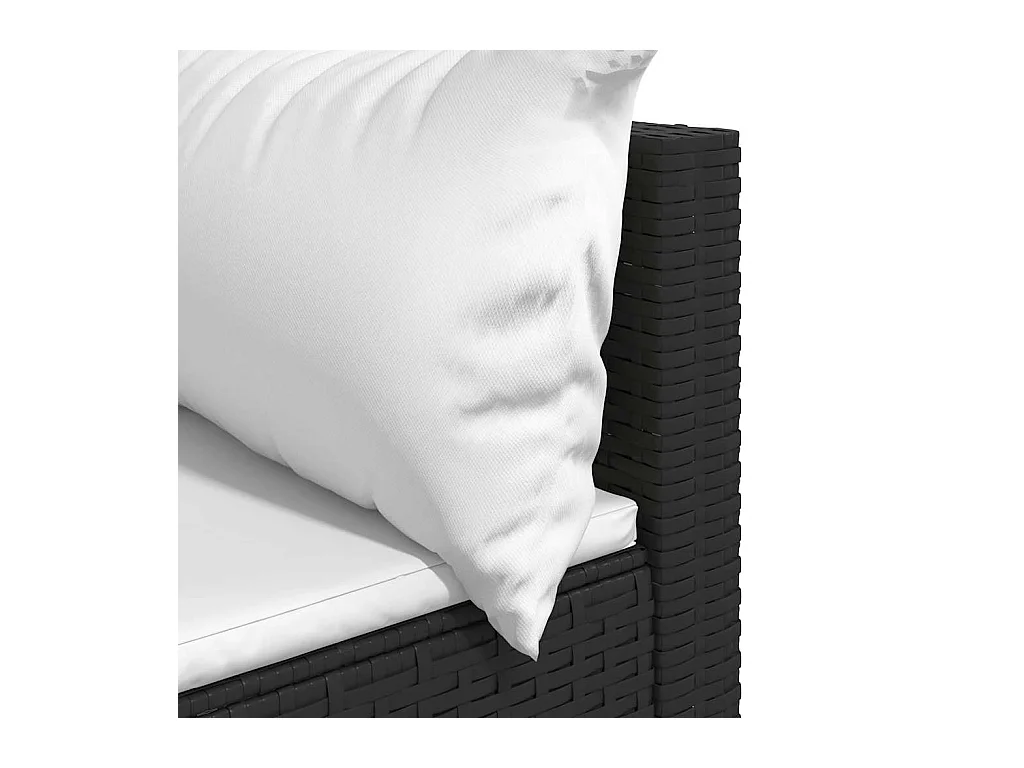 Canapés d'angle de jardin et coussins 2pcs Noir Résine tressée